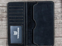 Vintage Leather Long Wallet for men Bifold Vintage Men Long Wallets