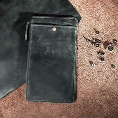 Vintage Leather Long Wallets for men Bifold Men Long Wallets