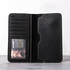 Vintage Leather Long Wallet for men Bifold Vintage Men Long Wallets