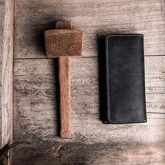 Cool Leather Long Wallets for men Bifold Vintage Men Long Wallets