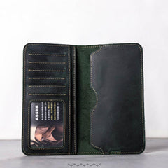 Vintage Leather Long Wallet for men Bifold Vintage Men Long Wallets