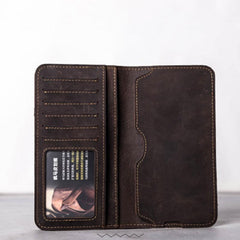 Vintage Leather Long Wallet for men Bifold Vintage Men Long Wallets