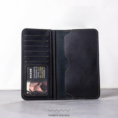 Vintage Leather Long Wallet for men Bifold Vintage Men Long Wallets