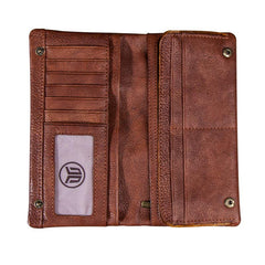 Cool Leather Long Wallets for men Bifold Vintage Mens Long Wallet