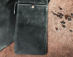 Vintage Leather Long Wallets for men Bifold Men Long Wallets