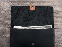 Leather Long Wallets for men Vintage Bifold Men Long Wallet