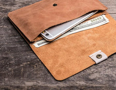 Leather Long Wallets for men Vintage Bifold Men Long Wallet