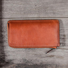 Leather Long Wallets for men Zipper Bifold Vintage Men Long Wallet