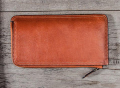 Leather Long Wallets for men Zipper Bifold Vintage Men Long Wallet