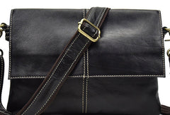 Leather Men Black Messenger Bag Shoulder Bag for Men