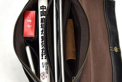 Leather Men Black Messenger Bag Shoulder Bag for Men