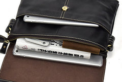 Leather Men Black Messenger Bag Shoulder Bag for Men