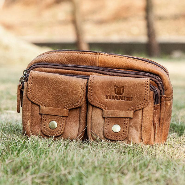 Leather Men Fanny Pack Waist Bag Hip Pack Belt Bag Bumbag for Men