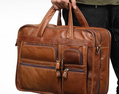 Leather Men Large Briefcase Handbag Travel Bag OverNight Bags For Men