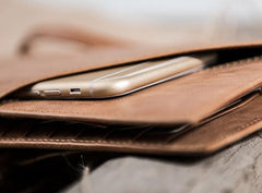 Leather Men Long Wallets for Travel Wallet Bifold Passport Wallets for Men