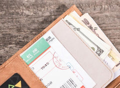 Leather Men Long Wallets for Travel Wallet Bifold Passport Wallets for Men