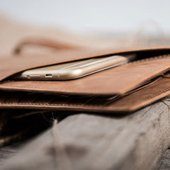 Leather Men Long Wallets for Travel Wallet Bifold Passport Wallets for Men