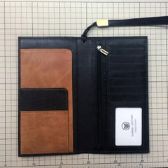 Leather Men Long Wallets for Travel Wallet Bifold Passport Wallets for Men