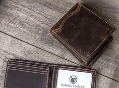 Leather Men Slim Small Wallets Bifold billfold Vintage Wallet for Men