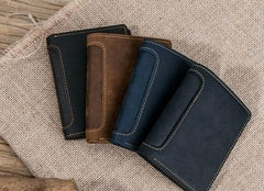 Leather Men Slim Small Wallet Bifold billfold Vintage Wallets for Men