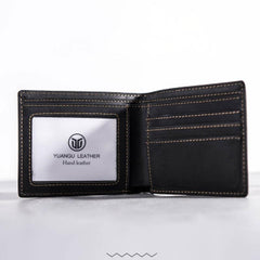 Leather Men Slim Small Wallet Bifold billfold Vintage Wallet for Men
