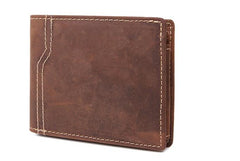Leather Men Slim Small Wallets Bifold billfold Vintage Wallet for Men