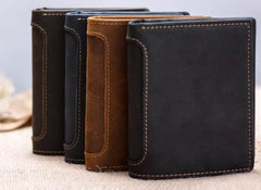 Leather Men Slim Small Wallet Bifold billfold Vintage Wallets for Men