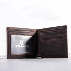 Leather Men Slim Small Wallet Bifold billfold Vintage Wallet for Men