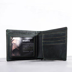 Leather Men Slim Small Wallet Bifold billfold Vintage Wallet for Men