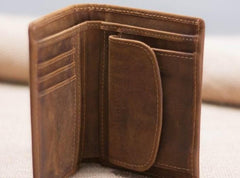 Leather Men Slim Small Wallet Bifold billfold Vintage Wallets for Men