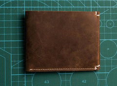 Unique Leather Men Slim Small Wallet Bifold billfold Vintage Wallet for Men