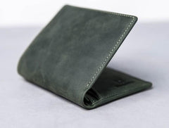 Leather Men Slim Small Wallet Bifold billfold Vintage Wallet for Men