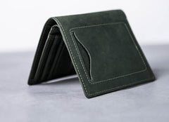 Leather Men Slim Small Wallet Bifold billfold Vintage Wallet for Men