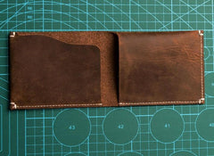 Unique Leather Men Slim Small Wallet Bifold billfold Vintage Wallet for Men