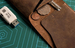Unique Leather Men Slim Small Wallet Bifold billfold Vintage Wallet for Men