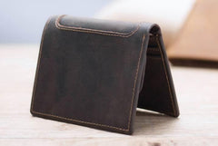 Leather Men Slim Small Wallet Bifold billfold Vintage Wallets for Men