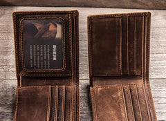 Leather Men Slim Small Wallet Bifold billfold Vintage Wallet for Men