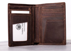 Leather Men Slim Small Wallet Bifold billfold Vintage Wallet for Men