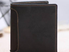 Leather Men Slim Small Wallet Bifold billfold Vintage Wallets for Men