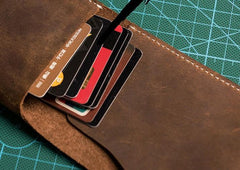 Unique Leather Men Slim Small Wallet Bifold billfold Vintage Wallet for Men