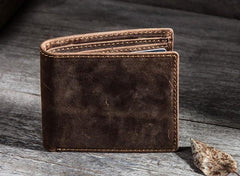 Leather Men Slim Small Wallet Bifold billfold Vintage Wallet for Men