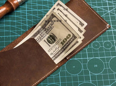 Unique Leather Men Slim Small Wallet Bifold billfold Vintage Wallet for Men