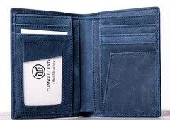Leather Men Slim Small Wallet Bifold billfold Vintage Wallet for Men