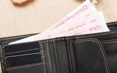 Leather Men Slim Small Wallet Bifold billfold Vintage Wallets for Men