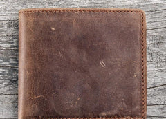Leather Men Slim Small Wallet Bifold billfold Vintage Wallet for Men