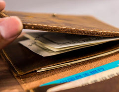 Leather Men Slim Small Wallet Bifold Small Vintage billfold Wallet for Men