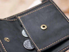Leather Men Slim Small Wallet Bifold billfold Vintage Wallets for Men