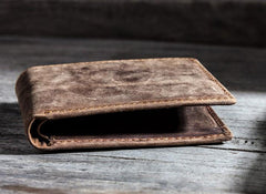 Leather Men Slim Small Wallet Bifold billfold Vintage Wallet for Men