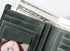 Leather Men Slim Small Wallet Bifold billfold Vintage Wallet for Men