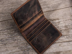Leather Men Slim Small Wallet Bifold billfold Vintage Wallet for Men
